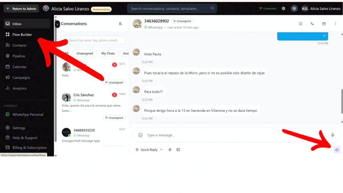 Pausar bot para contacto específico