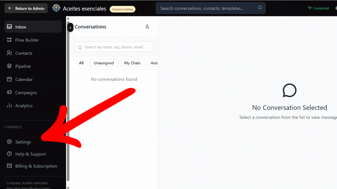 Configuración de Settings